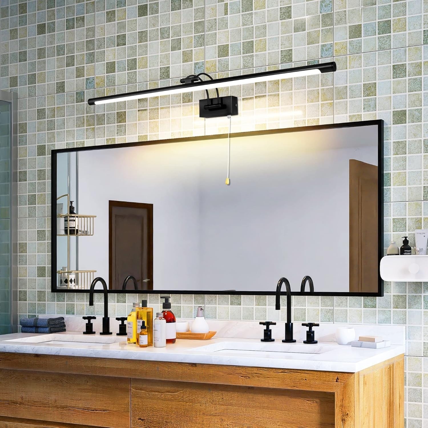 Adjustable LED Bathroom Vanity Light 16W Black Wall Sconce 90cm