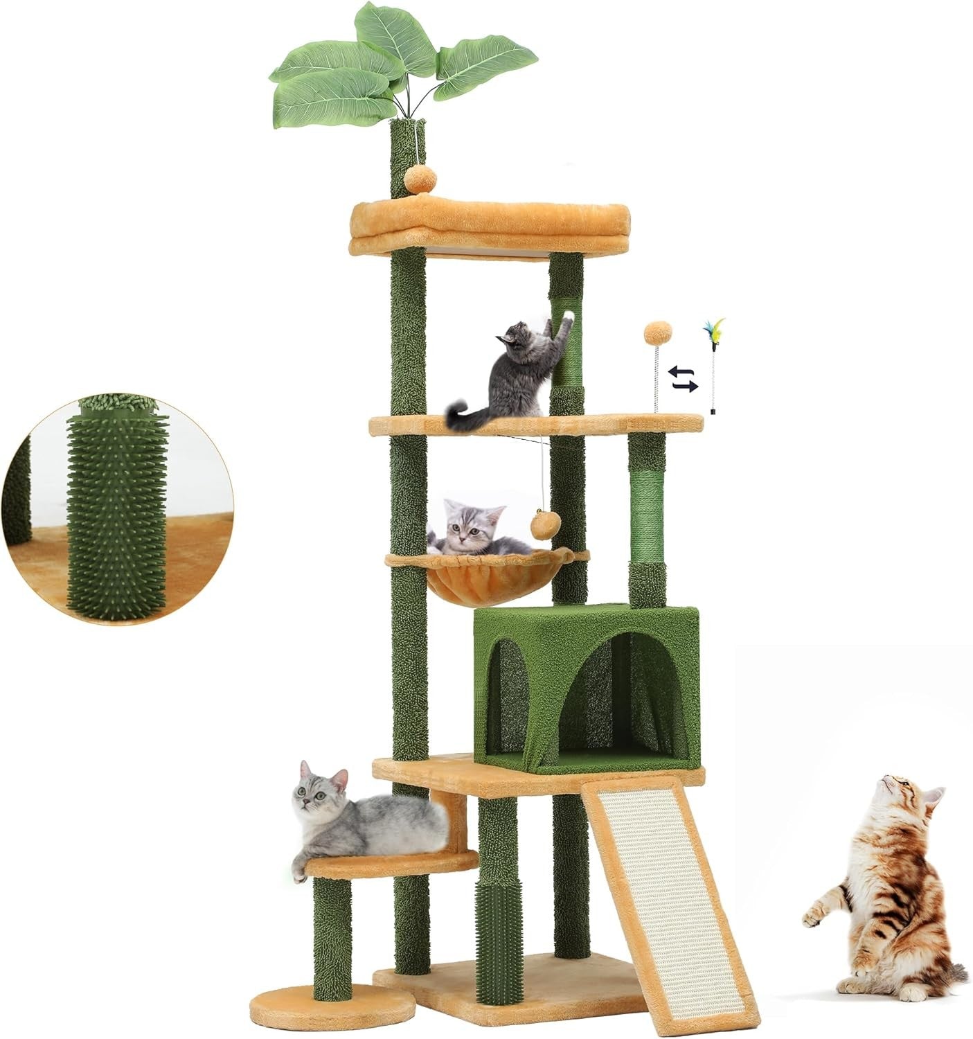 Tall Cat Tree 185cm Indoor Climbing Tower with Condo Scratching Posts