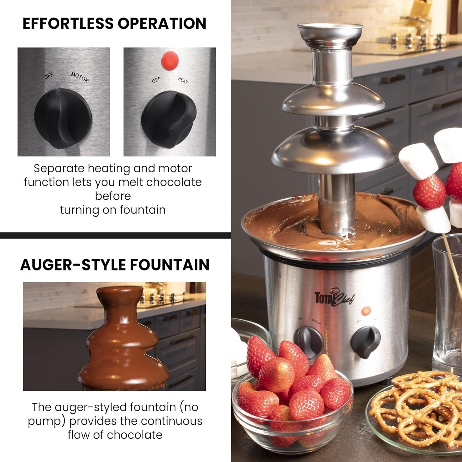 3 Tier Chocolate Fountain Machine 680g Electric Fondue Party Set