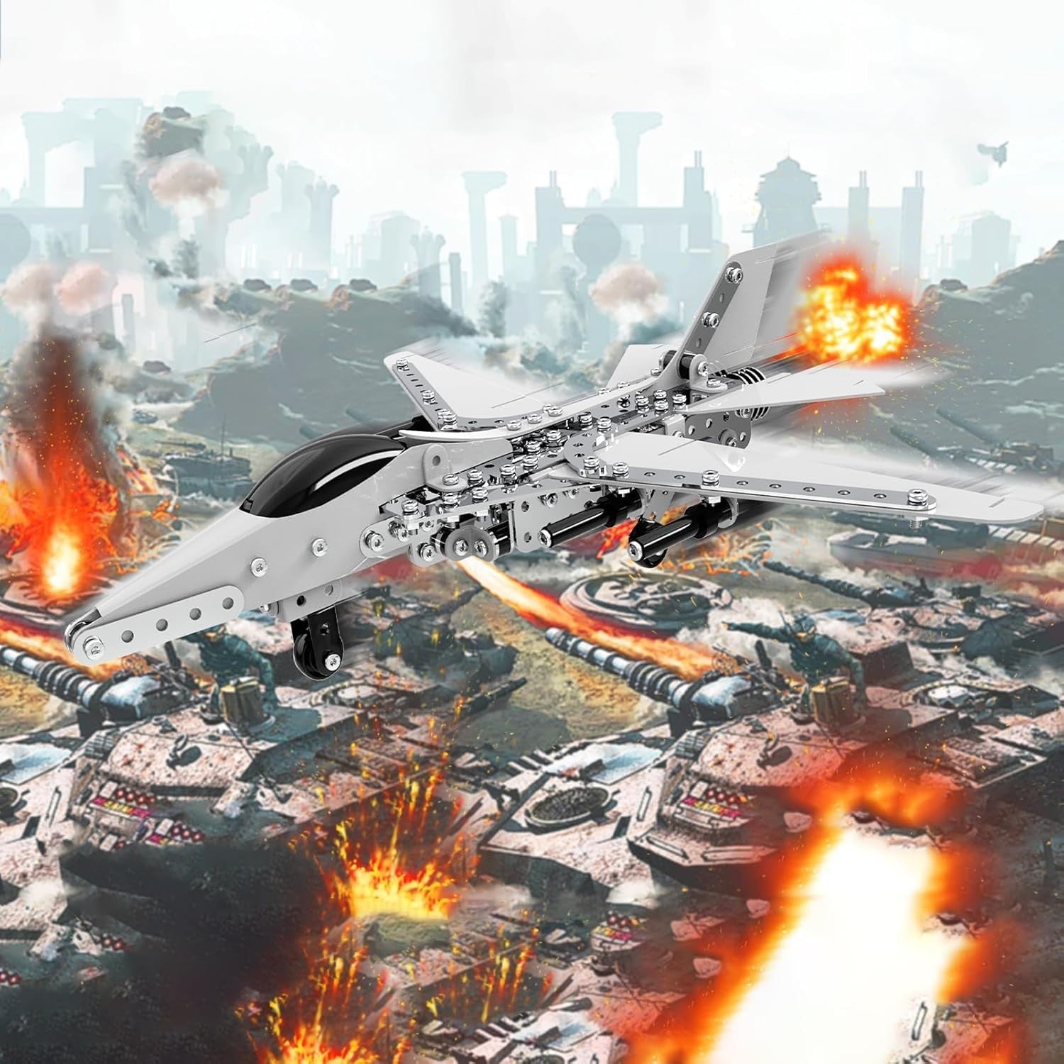 F16 Fighter 3D Metal Puzzle Kit – Military Aircraft DIY Model Gift 452pcs