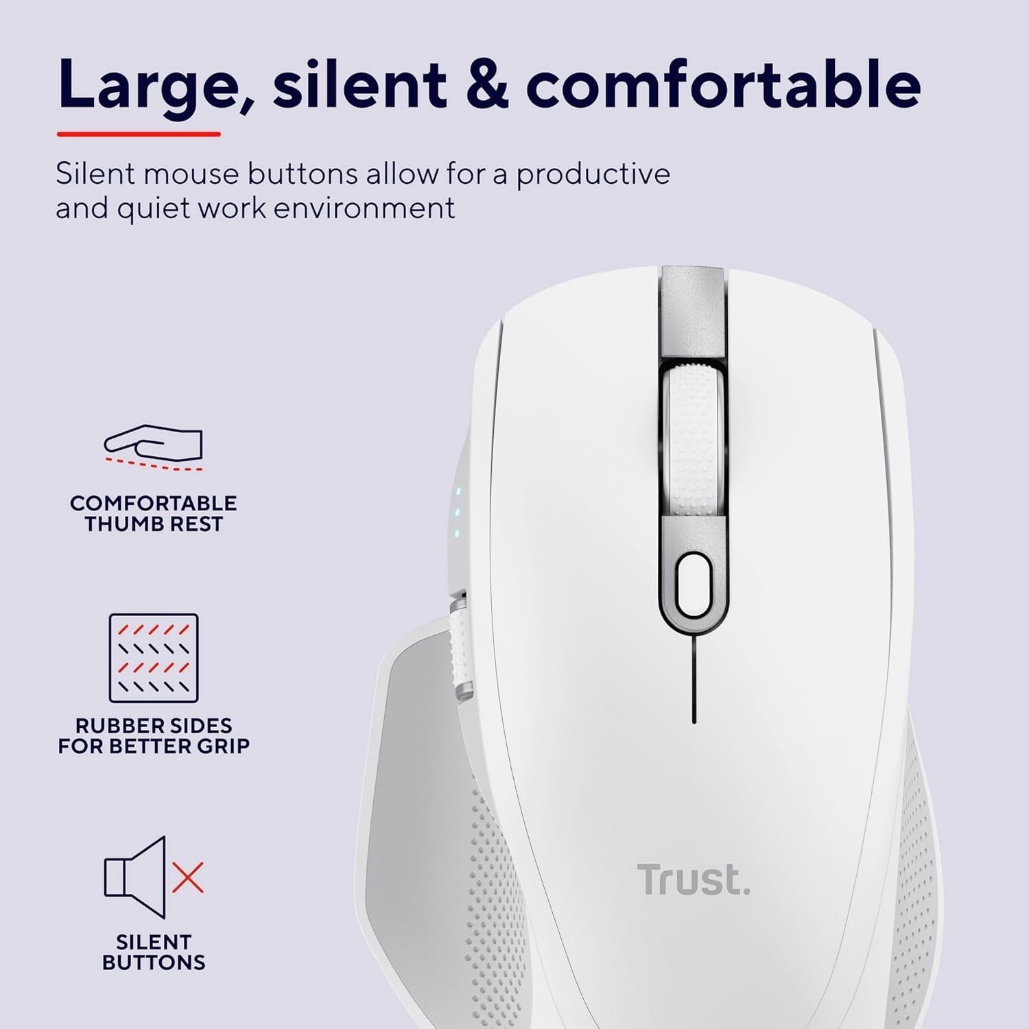 Wireless Bluetooth Mouse Multi Device Silent Rechargeable White
