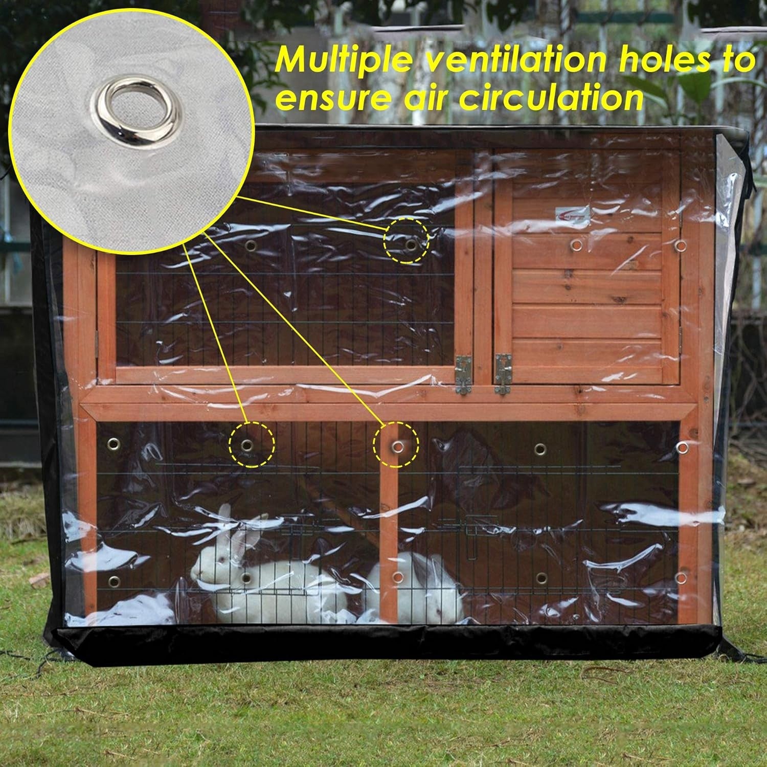 Waterproof Rabbit Hutch Cover Outdoor Winter Cage Protector With Zipper