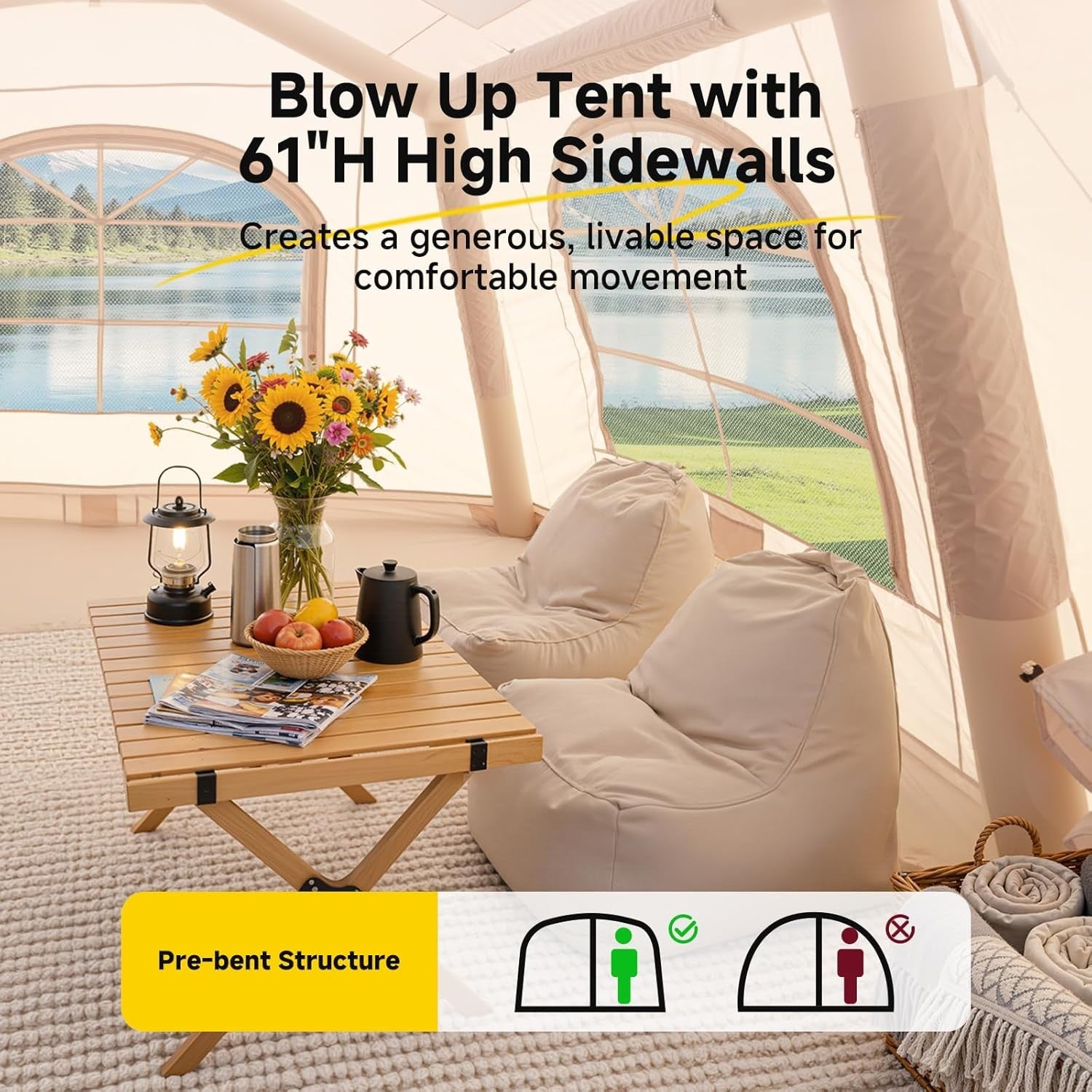 8-10 Person Inflatable Camping Tent Waterproof Oxford Air Beam