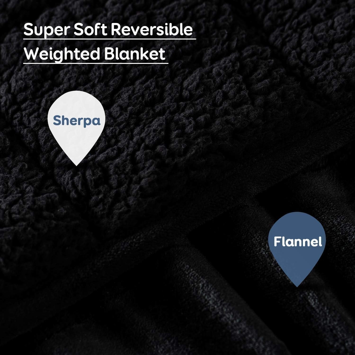Sherpa Fleece Weighted Blanket Black 7kg 120x180cm Plush Warm Comfort