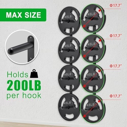 Black Wall-Mounted Weight Plate Storage Rack Organizer Home Gym 1000lb