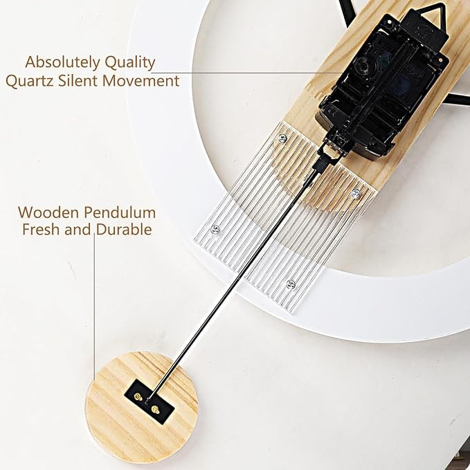Modern Silent Wooden Wall Clock 40×40cm Acrylic Quartz Pendulum Decor