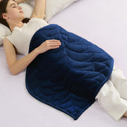 Weighted Lap Blanket 5lbs Navy Blue Soft Velvet Travel Leaf Design