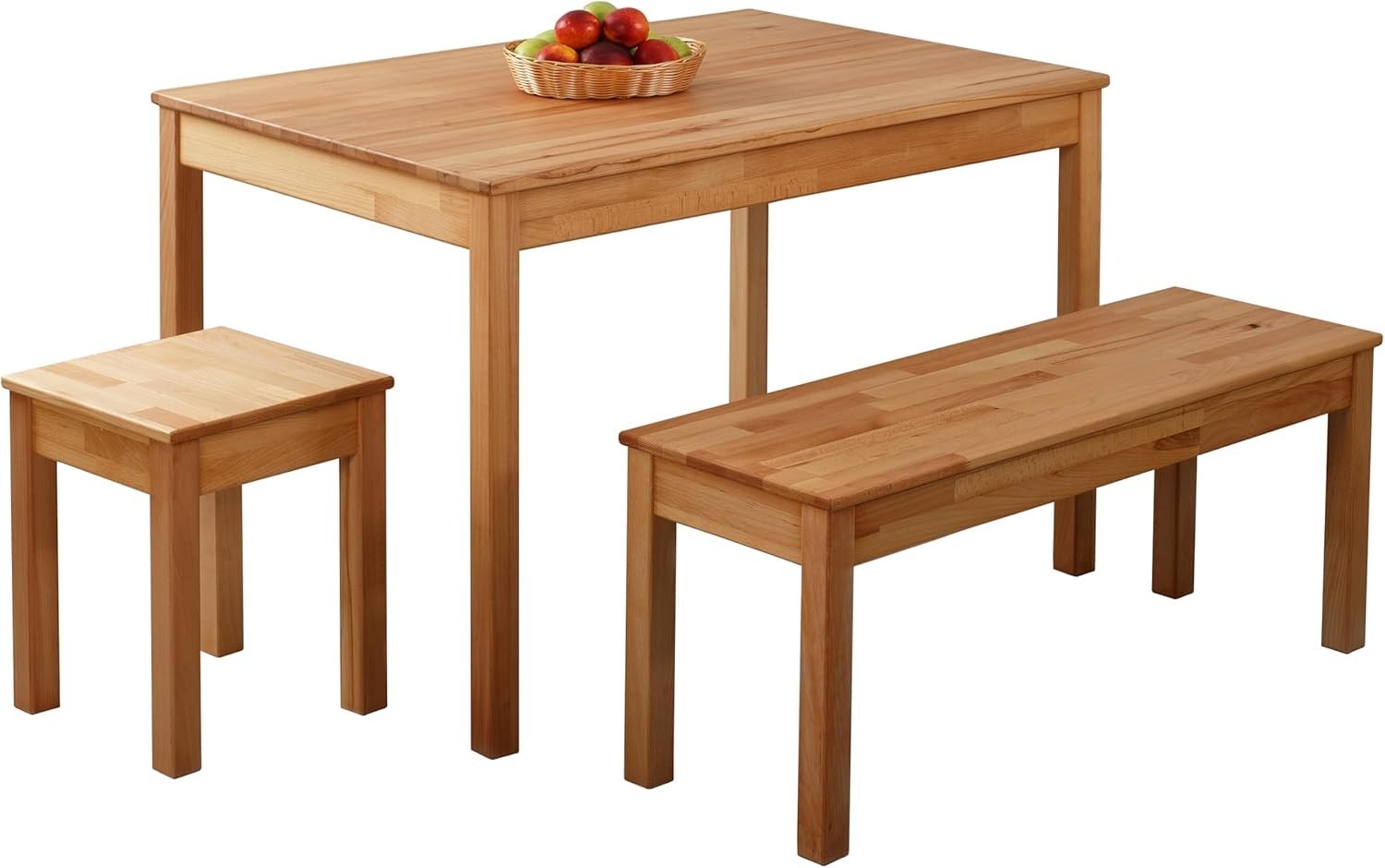 Beech Solid Wood Dining Bench Tomas - Durable Modern Wooden Seat 100x35x45cm