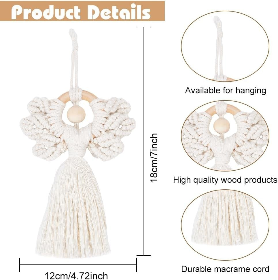 DIY Macrame Angel Kit 3pcs Handmade Boho Wall Hanging Decor