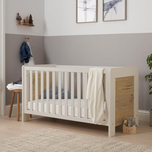 3in1 Baby Cot Bed Crib Toddler Day Bed Adjustable Wooden Convertible Oak