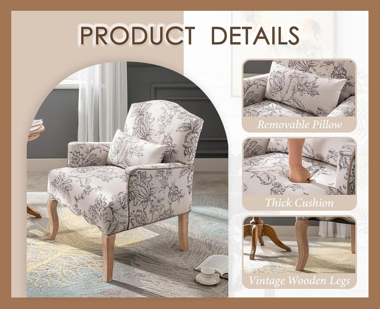 Beige Linen Accent Armchair Upholstered Lounge Tub Chair