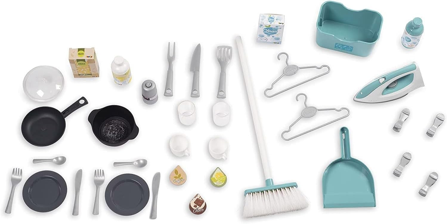 Kids Tefal Play Kitchen Laundry Set 36 Accessories Sounds Toy