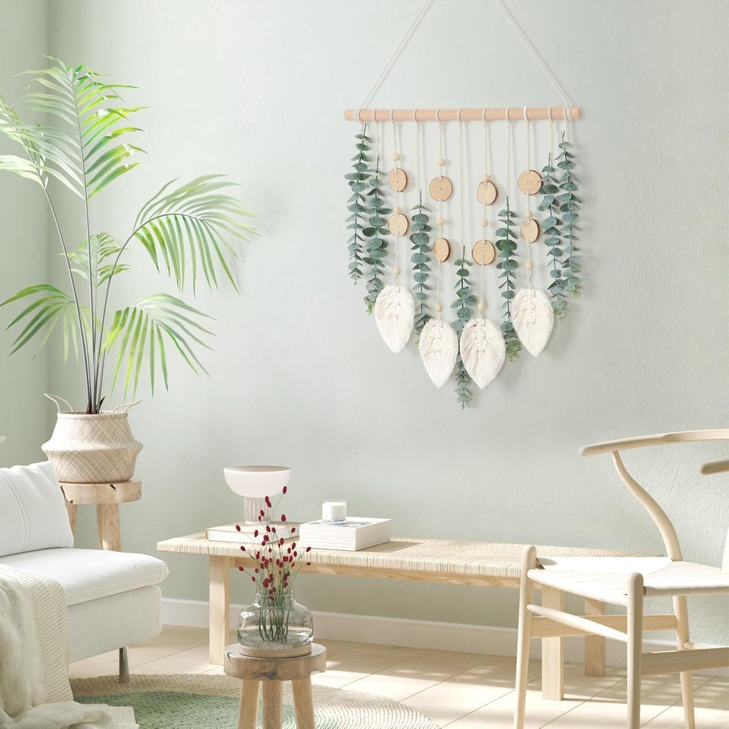 Green Artificial Eucalyptus Wall Hanging Boho Decor 30x40cm