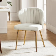 White Velvet Modern Dining & Vanity Chair – Upholstered Seat with Metal Legs
