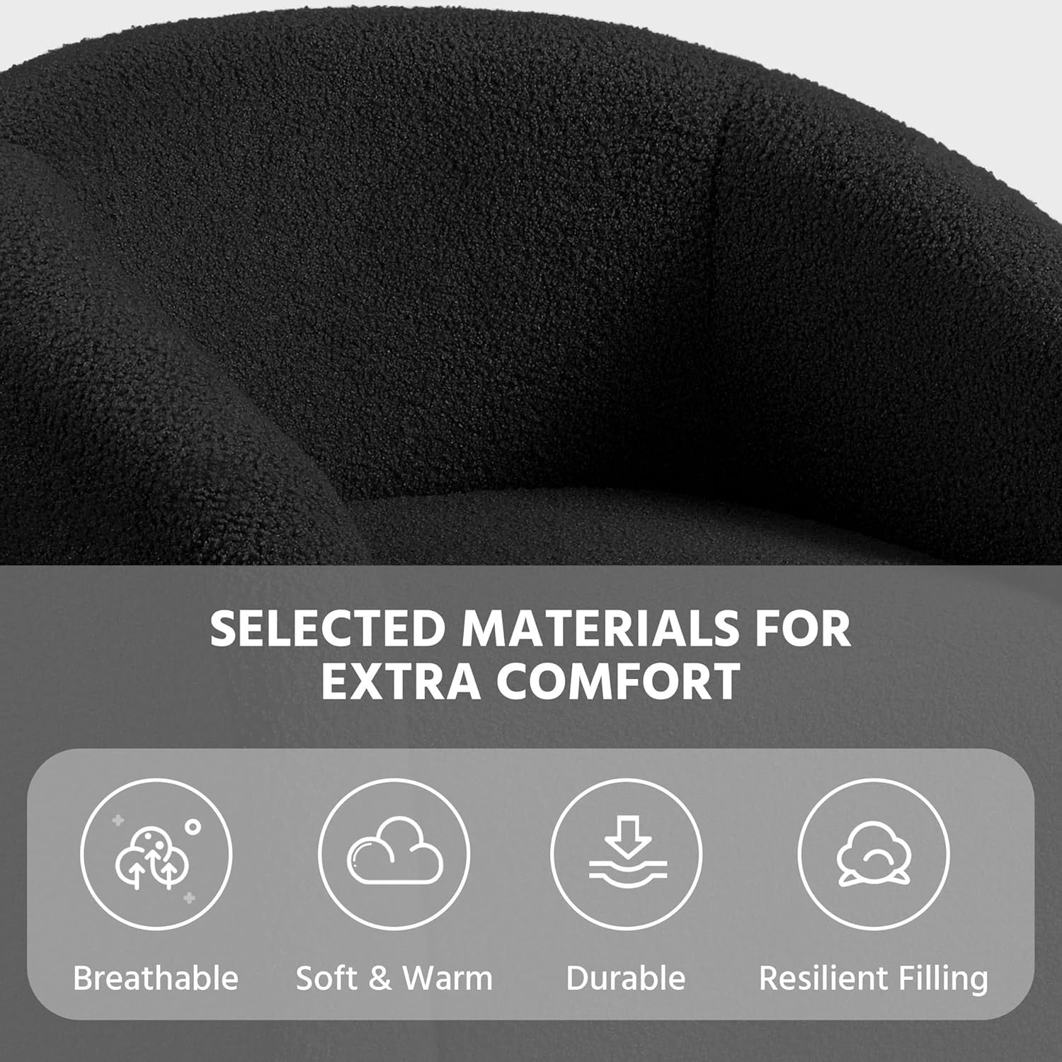 Cozy Tub Chair with Boucle Fabric Upholstery | Compact Accent Armchair