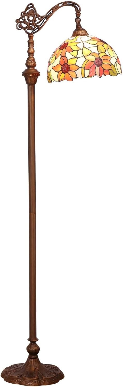 Tiffany Style Stained Glass Floor Lamp Adjustable 65" Vintage Sunflower