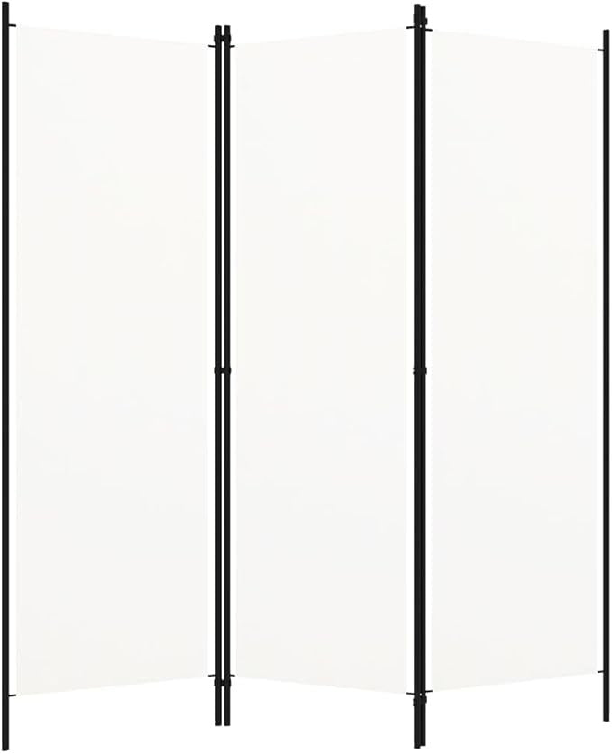 White 3 Panel Room Divider 180cm Folding Privacy Screen – Fabric Partition Wall