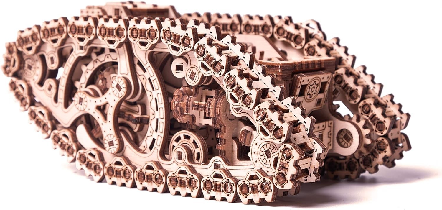 3D Wooden Steam Tank Puzzle Mechanical Model Kit Spring Powered 381PCS