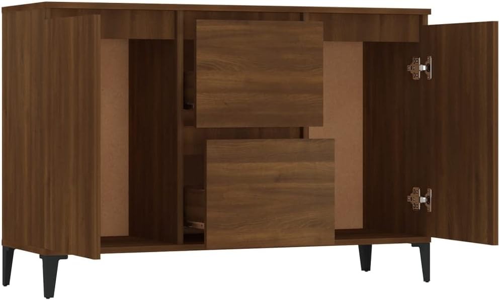 Brown Oak Sideboard Cabinet with Drawers Storage Console for Living Room
