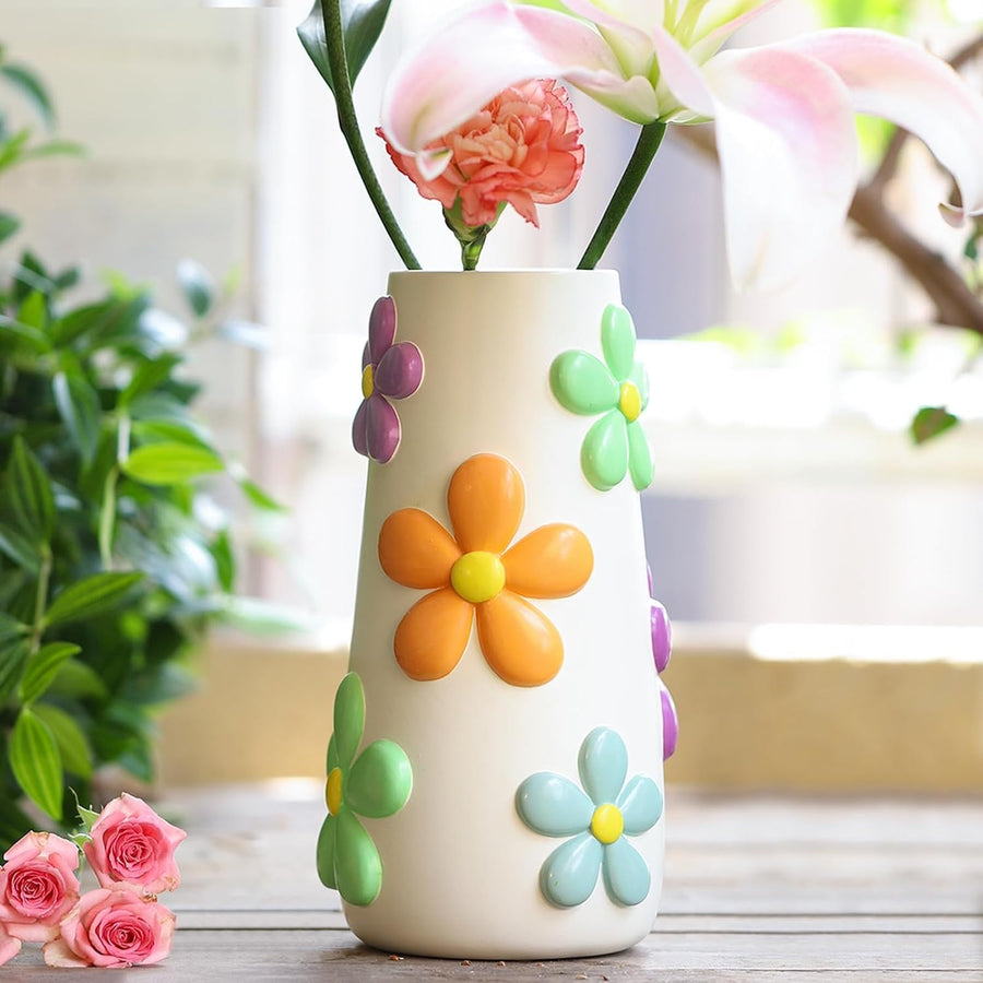White Pastel Flower Vase Funky Mushroom Resin Vase Cute Table Decor