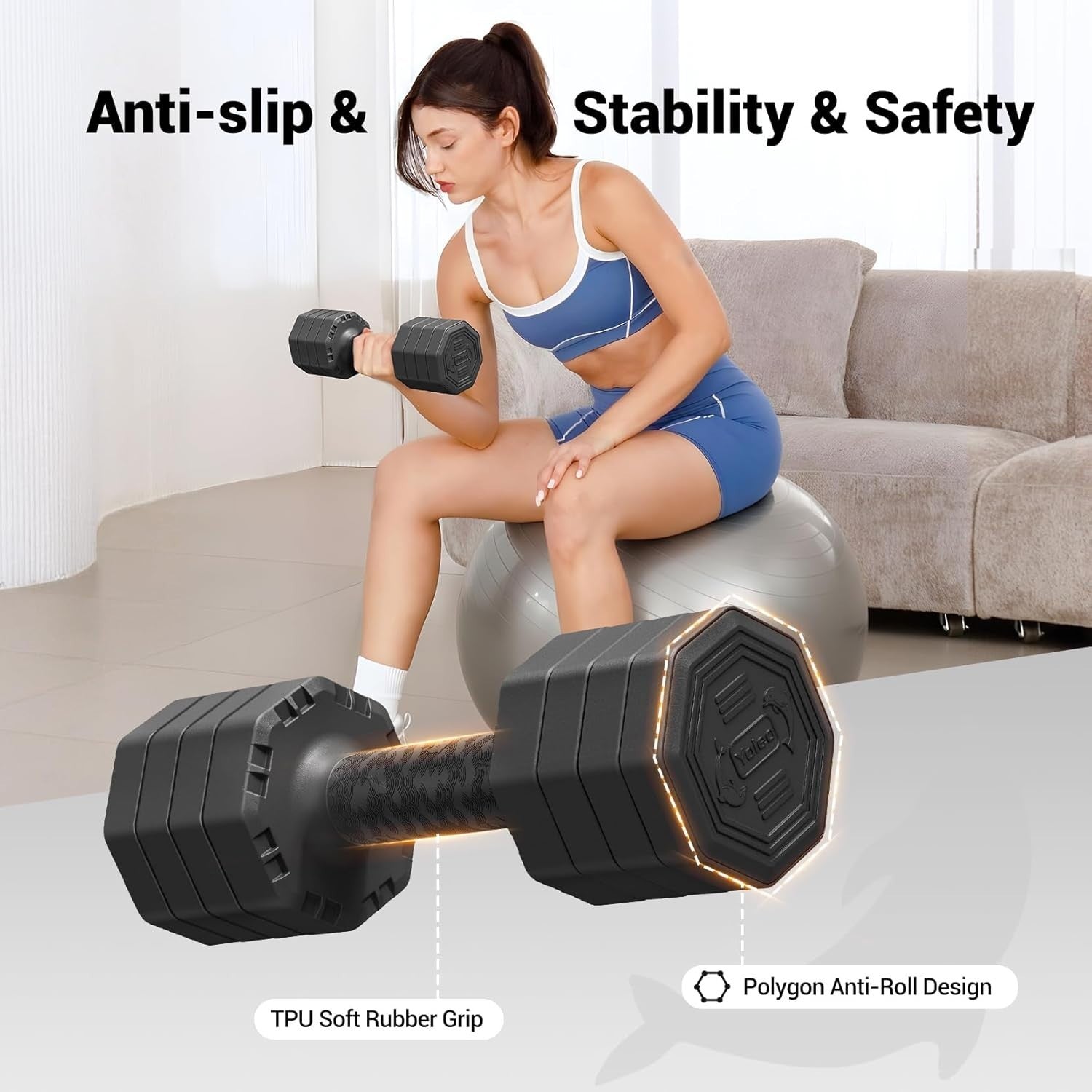 Adjustable Dumbbell Set 2–5KG Each Non-Slip Hand Weights Home Gym