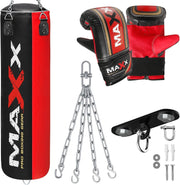 3FT Filled Hanging Boxing Punch Bag Set Heavy Duty with Chain Gloves Hook