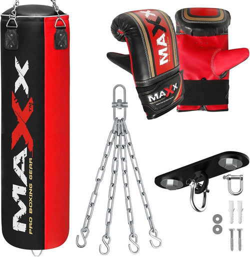 3FT Filled Hanging Boxing Punch Bag Set Heavy Duty with Chain Gloves Hook