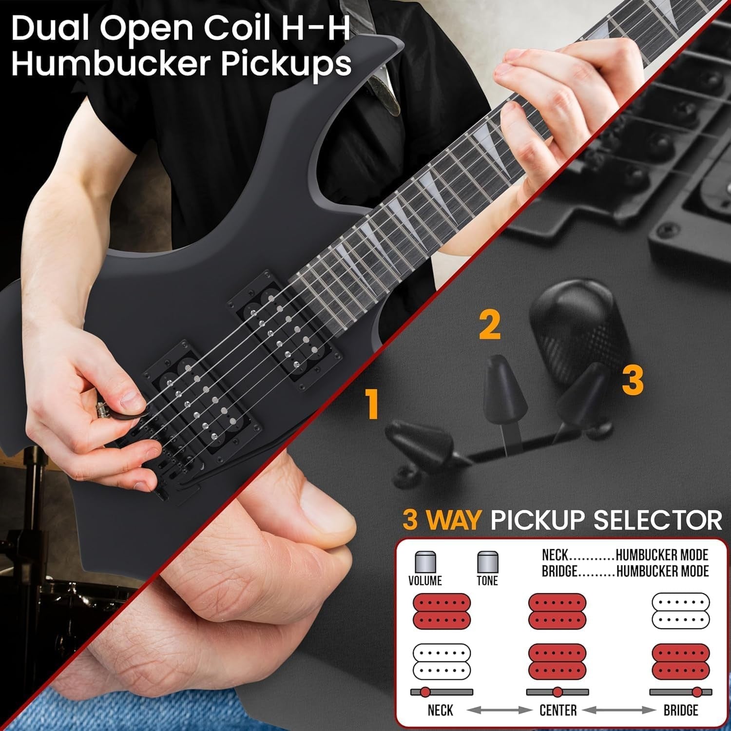 Full Size Electric Guitar Starter Kit w Amp & Accessories Black