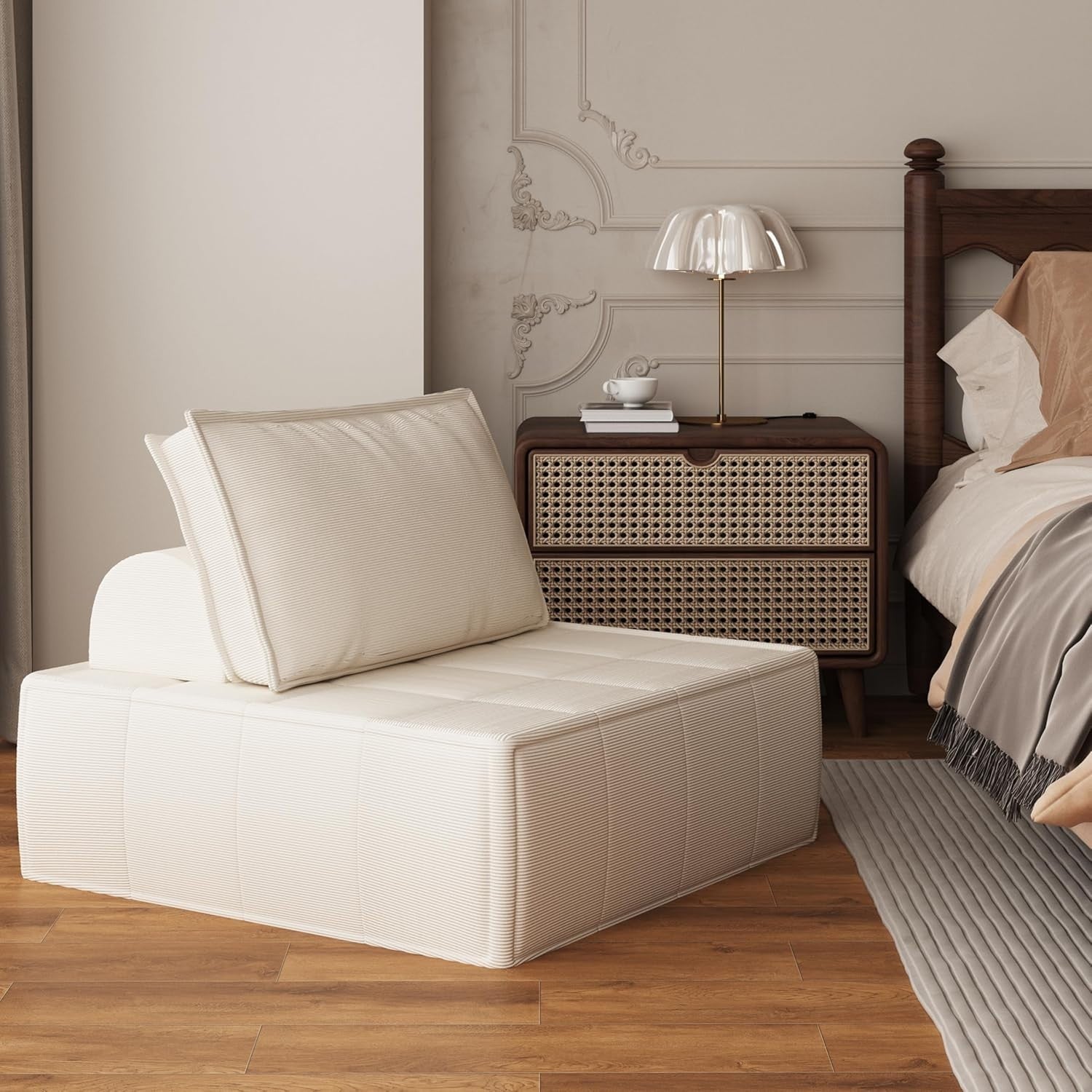 Modular Foldable Sofa Chair Bed Armchair Small Space Seating Beige