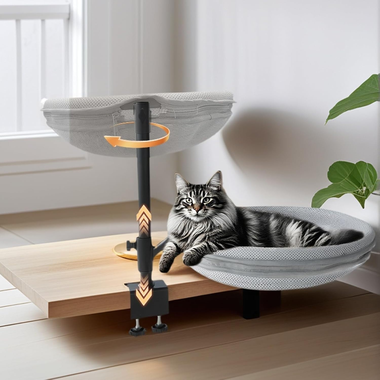 360° Rotating Cat Desk Bed Hammock Cozy Clamp On Cat Perch