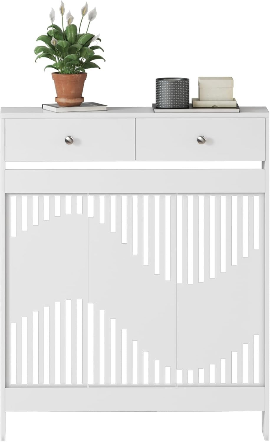 White Radiator Cover Cabinet with Drawers Modern MDF Storage Unit