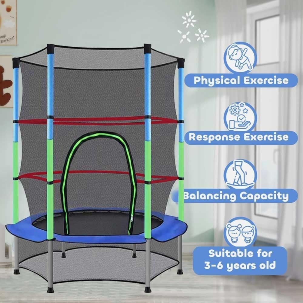 5FT Kids Trampoline Toddler Enclosure Net Springless Indoor Outdoor