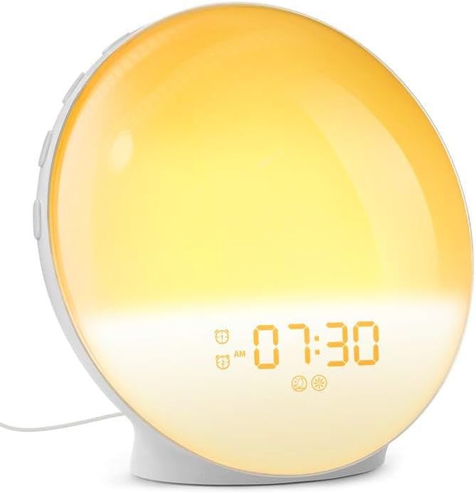 Sunrise Alarm Clock Wake Up Light White Noise FM Radio for Heavy Sleepers