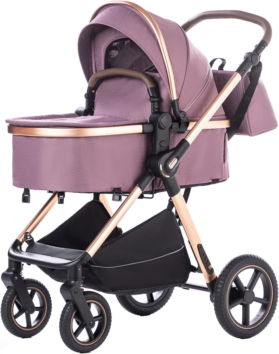 Purple 3in1 Baby Travel Pram System Foldable Pushchair Adjustable Handle 22kg