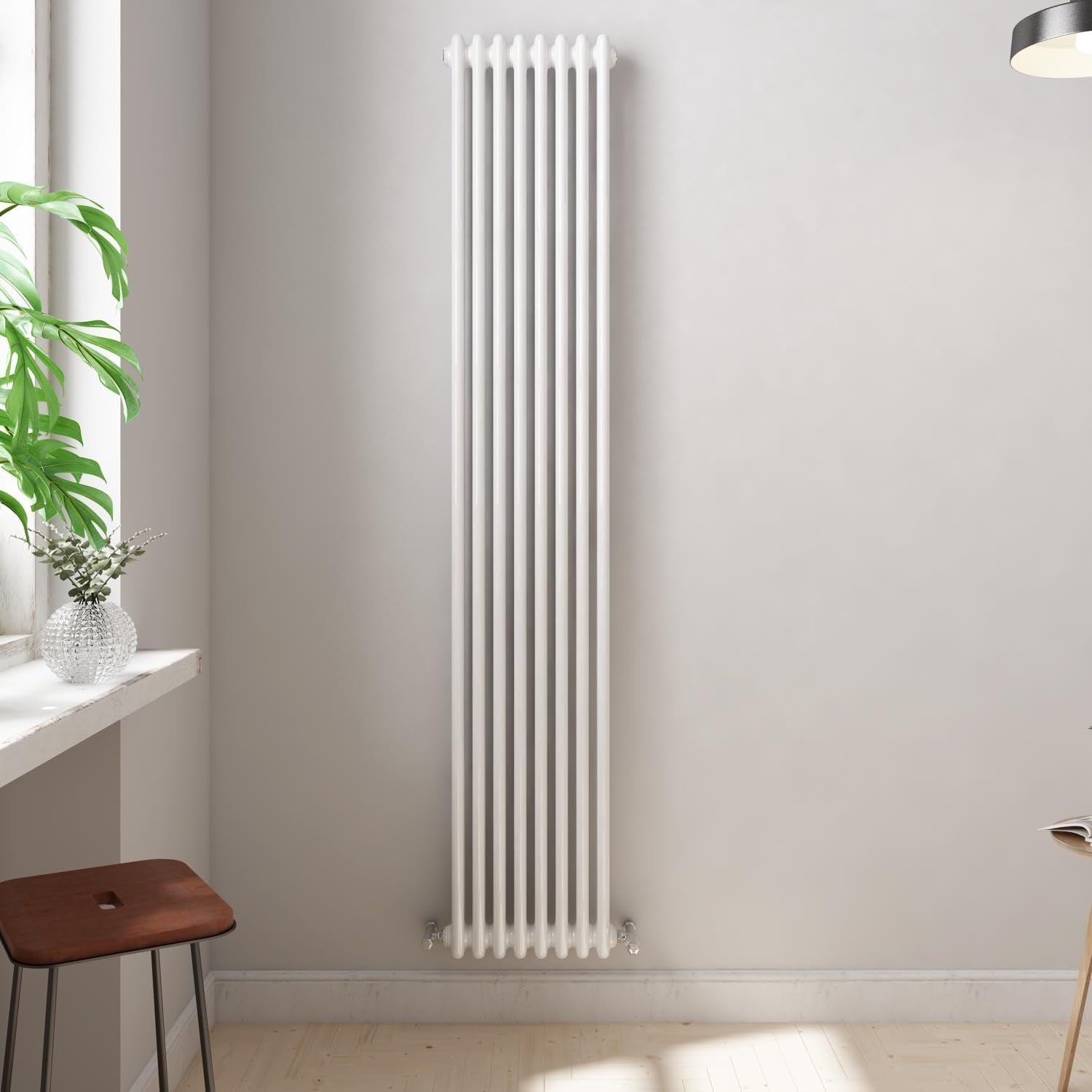 Slim Vertical White Column Radiator | Double Panel | 1800x380mm