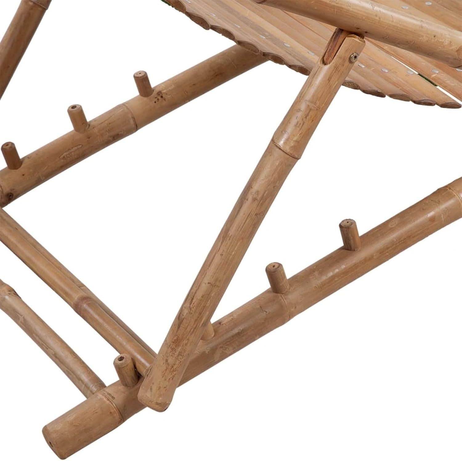 Outdoor Bamboo Reclining Deck Chair with Footrest – Foldable Sun Lounger