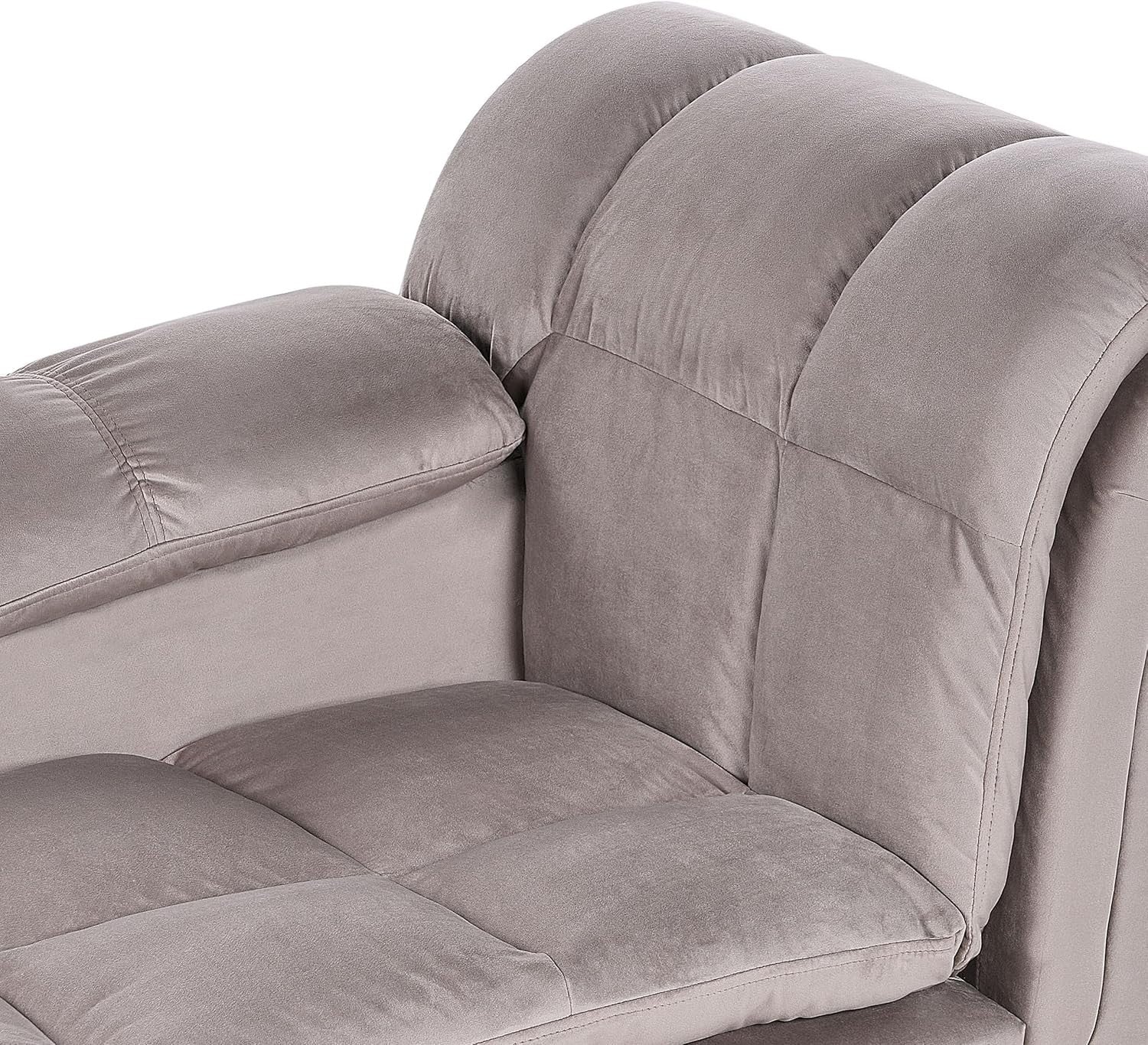 Modern Taupe Chaise Lounge Sofa Right Hand Recliner Velvet Look Compact