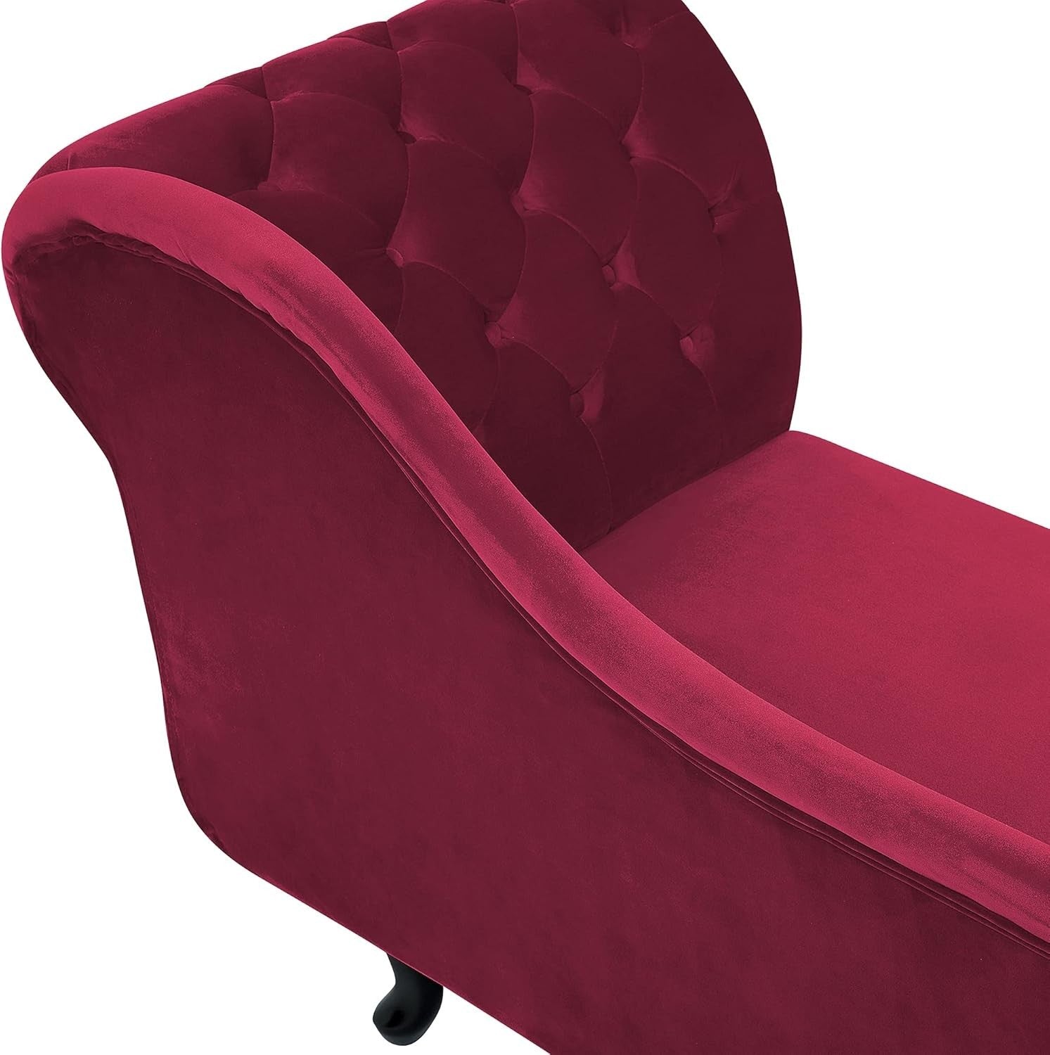 Velvet Chesterfield Chaise Lounge Right Hand Sofa Tufted Burgundy Seat