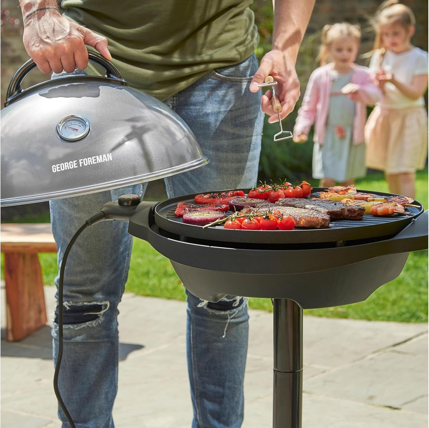 Electric BBQ Grill with Stand | Indoor Outdoor Non-Stick Barbecue 2400W
