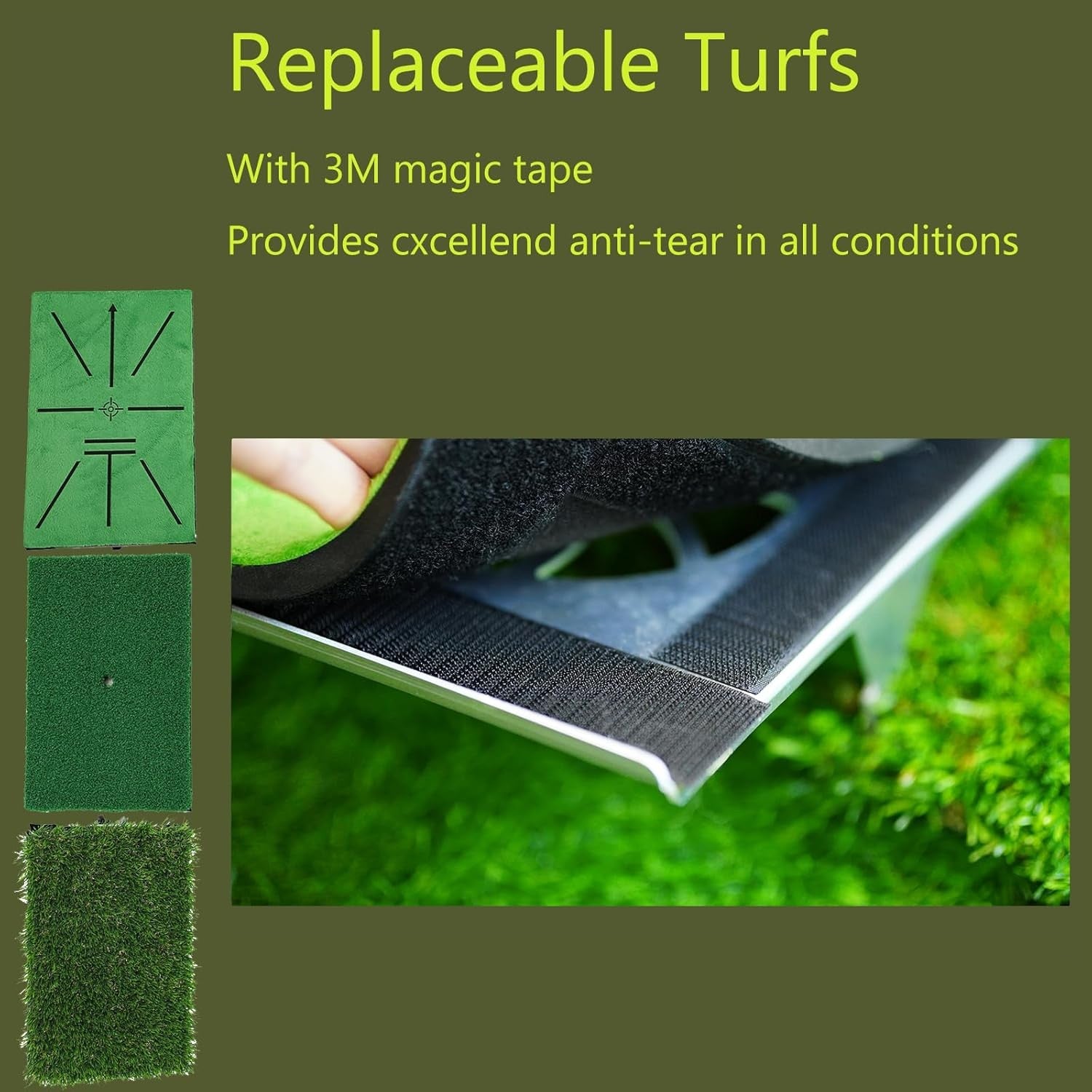 Golf Hitting Mat Swing Path Trainer 35x23cm Turf Base