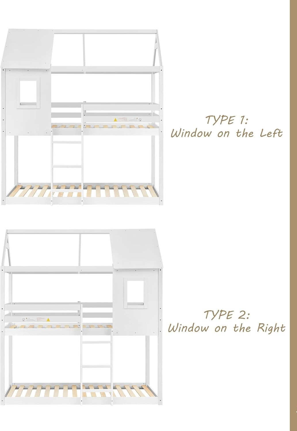 Space-Saving Kids Bunk Bed with Convertible Ladder & Safety Rails 3FT White