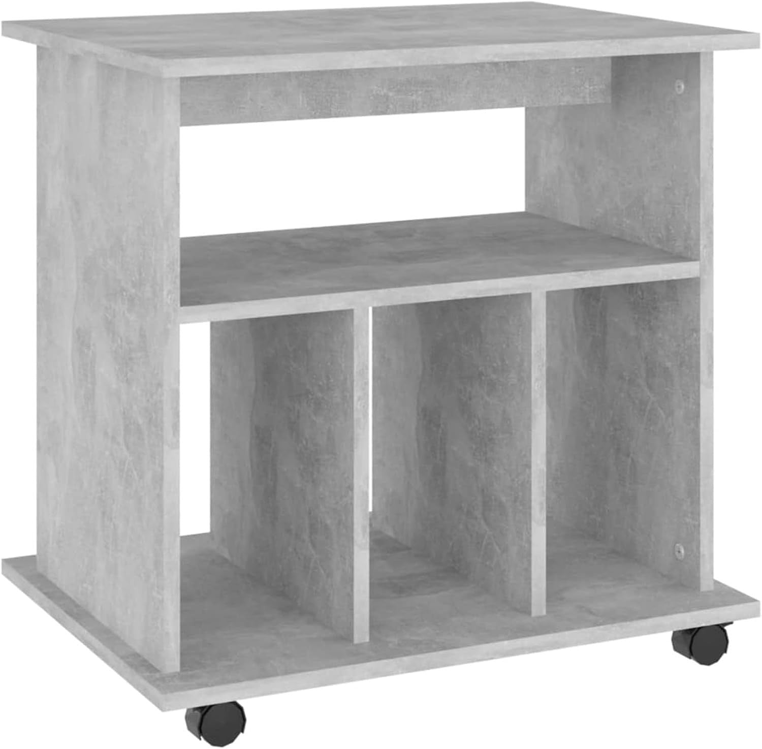 Concrete Grey Rolling File Cabinet Wooden Under Desk Storage Unit