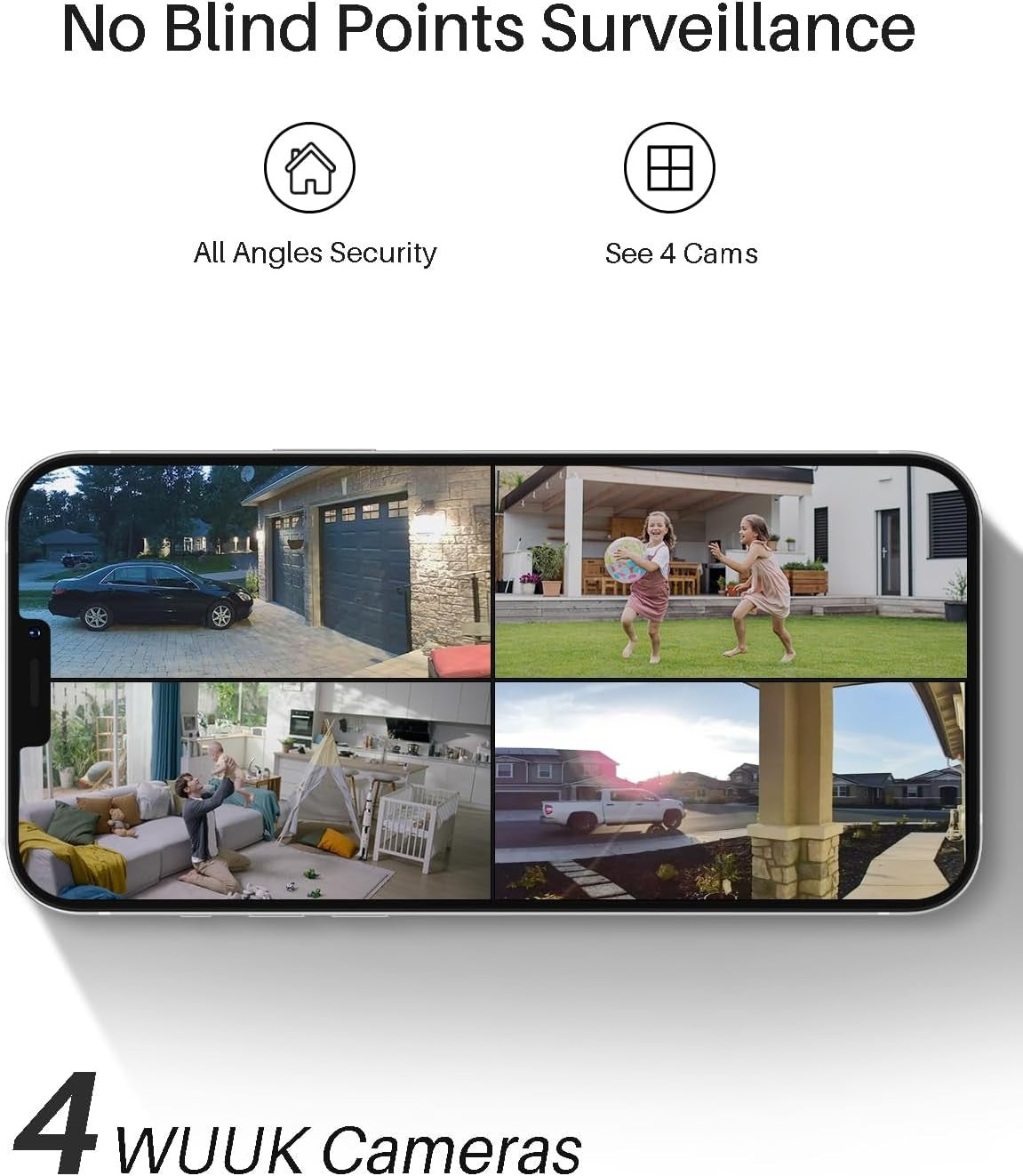 Solar Security Camera System 2K Wireless 2 Cam No Monthly Fee WiFi