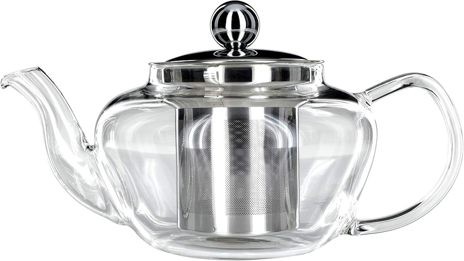 Glass Teapot 600ml Borosilicate Tea Pot Stainless Steel Filter Lid