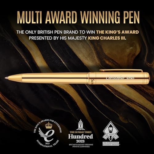 Luxury Personalised Ballpoint Pen – Gold Brass Finish, Refillable Black Ink
