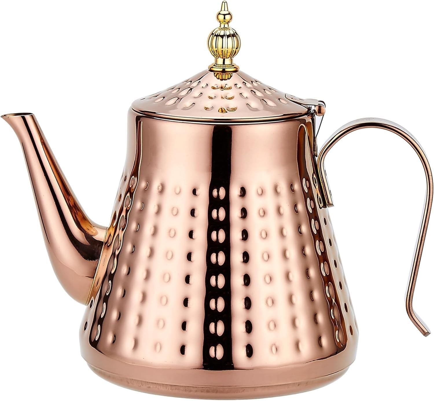 Copper Stainless Steel Teapot 40oz 1.2L w/ Infuser Hammered Finish