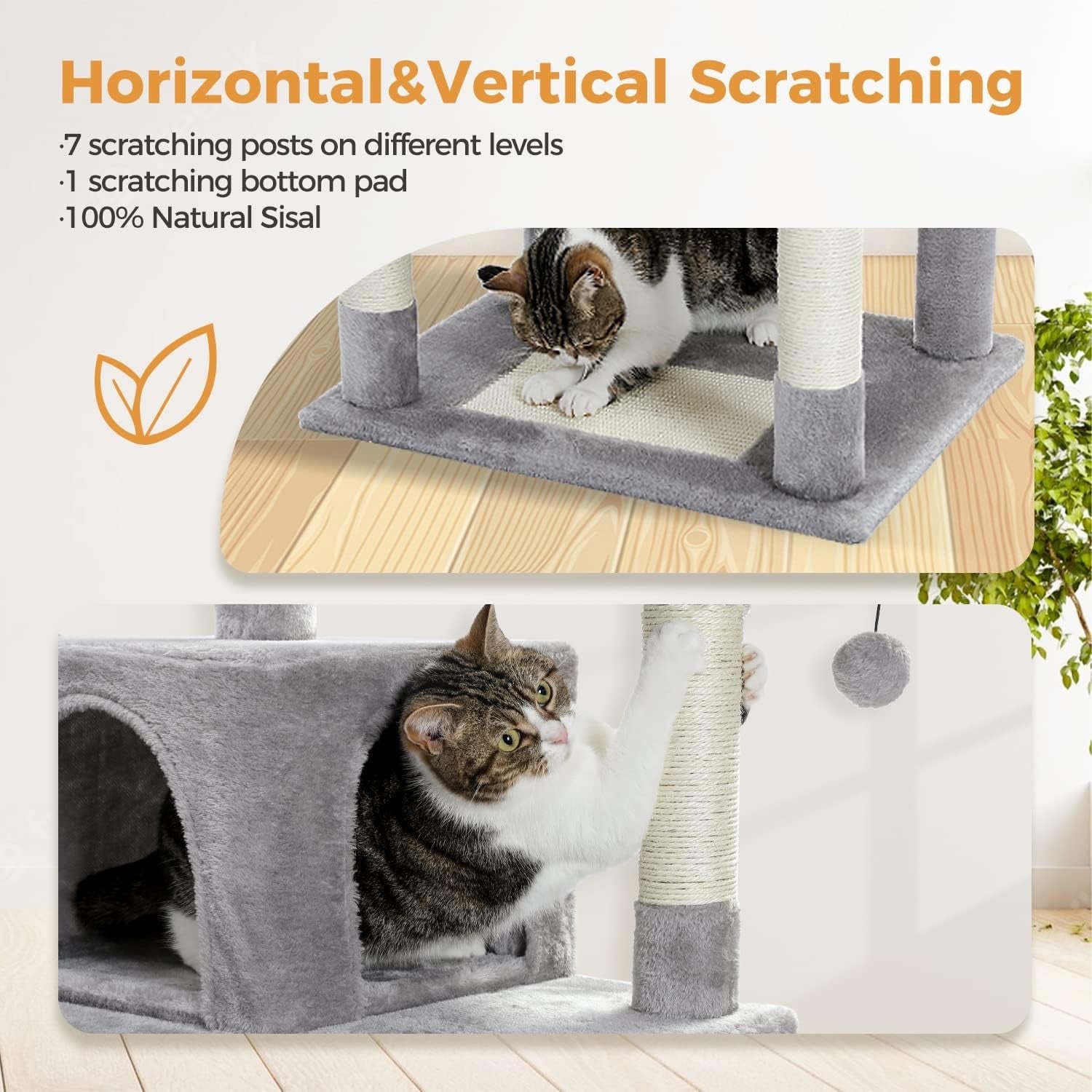 Large Cat Tree 184cm Extra Tall Multi Level Tower For Big Cats With Condo