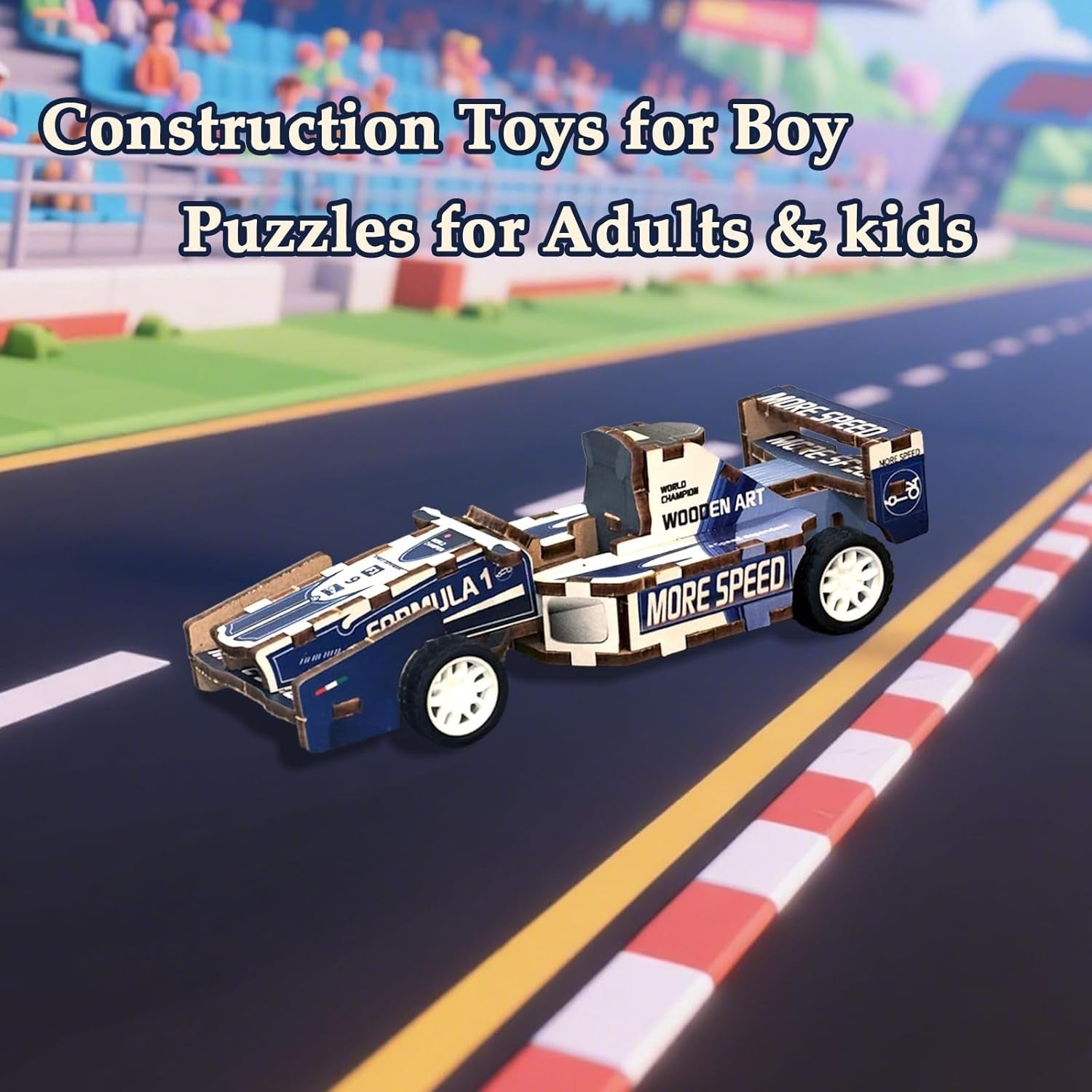 3D Wooden F1 Puzzle Car Kit for Kids 6-10 – Educational Build & Display Toy