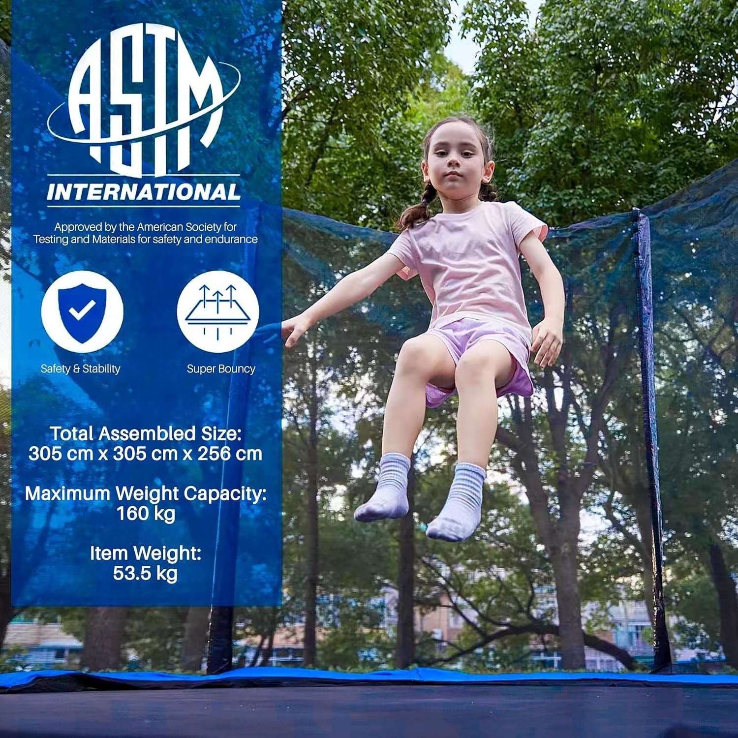 10FT Outdoor Garden Trampoline Safety Net ASTM Heavy Duty Frame