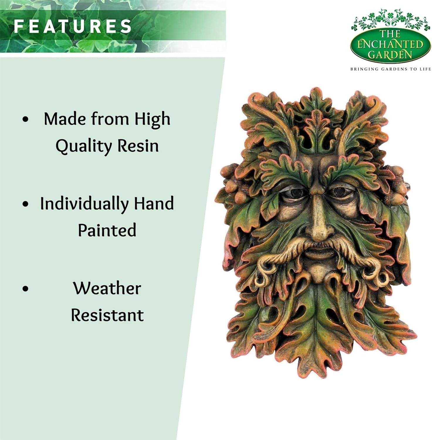 Celtic Green Man Wall Plaque | Resin Tree Spirit Sculpture for Garden & Home
